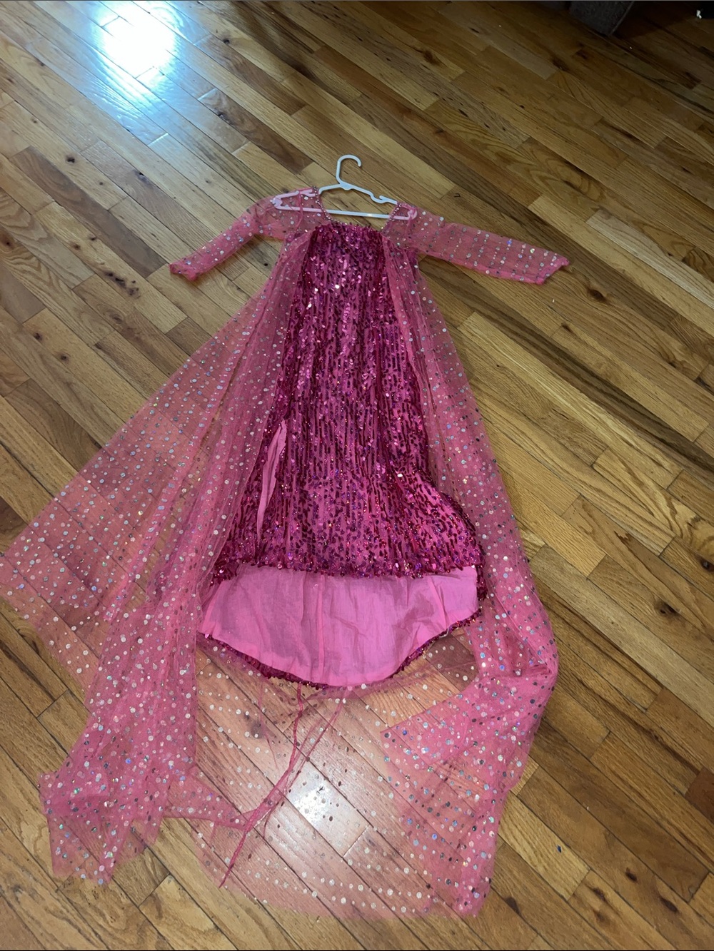Girls Sparkle Pink Princess Costume Gown